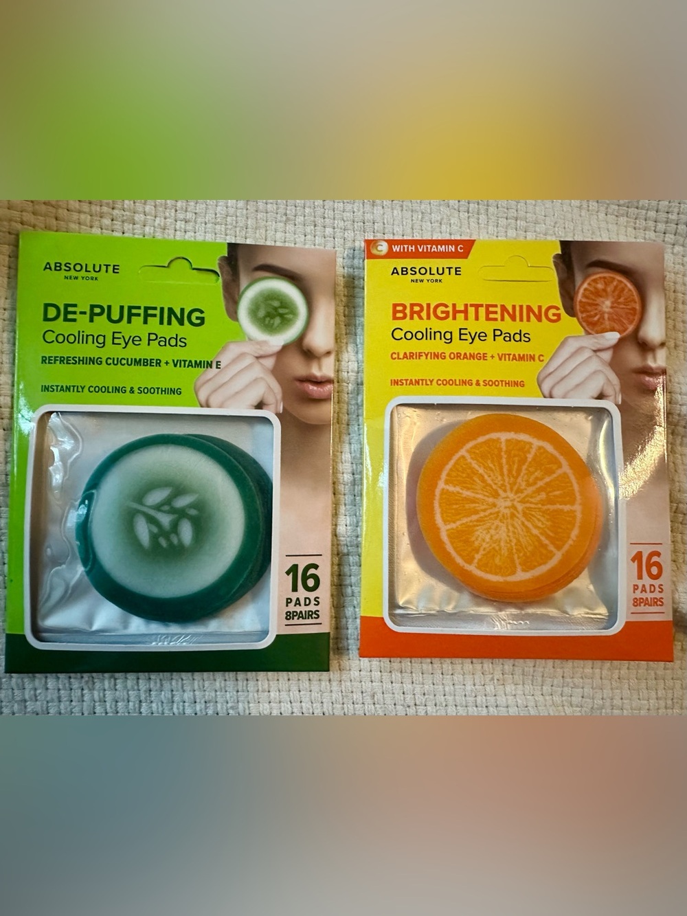 Absolute New York Cooling Eye Pads de-puffing Cucumber & brightening Orange
